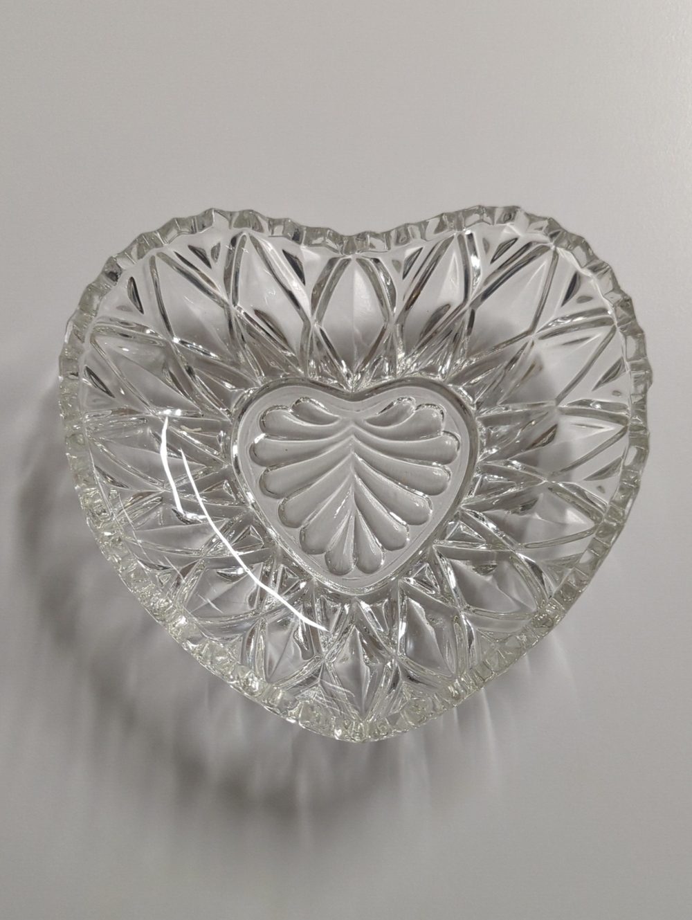 Clear Heart-Cut Glass Dish